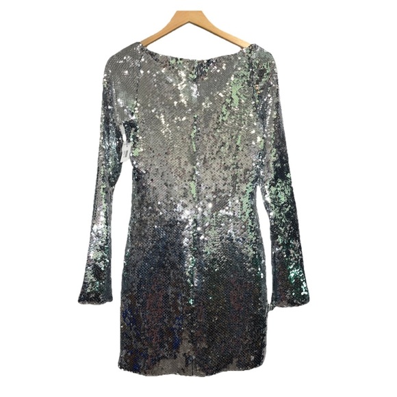 16Arlington Solaria dress mini sequin silver US 10 UK 14 keyhole cocktail NWT - Picture 10 of 16